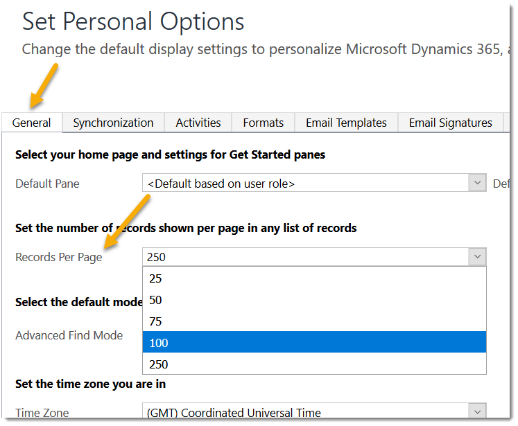 Stillingar í Dynamics 365